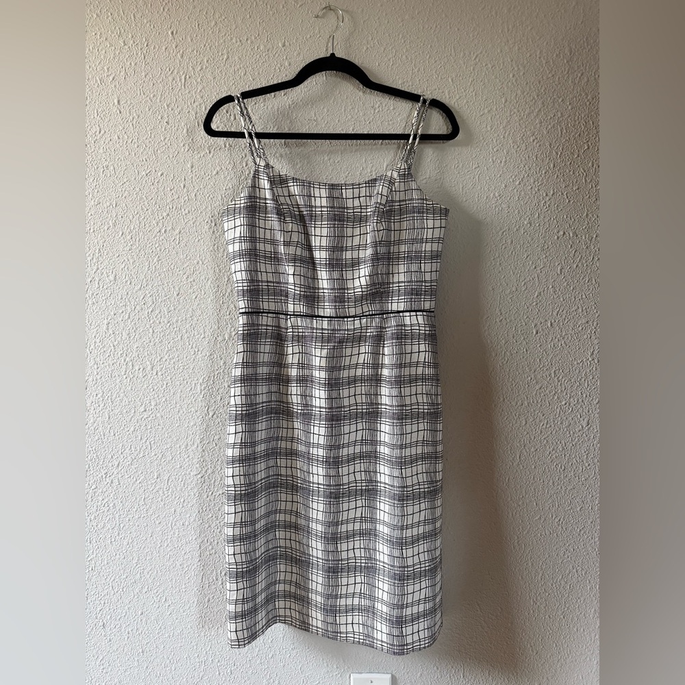 Banana Republic Black and White Checkered Midi Dress